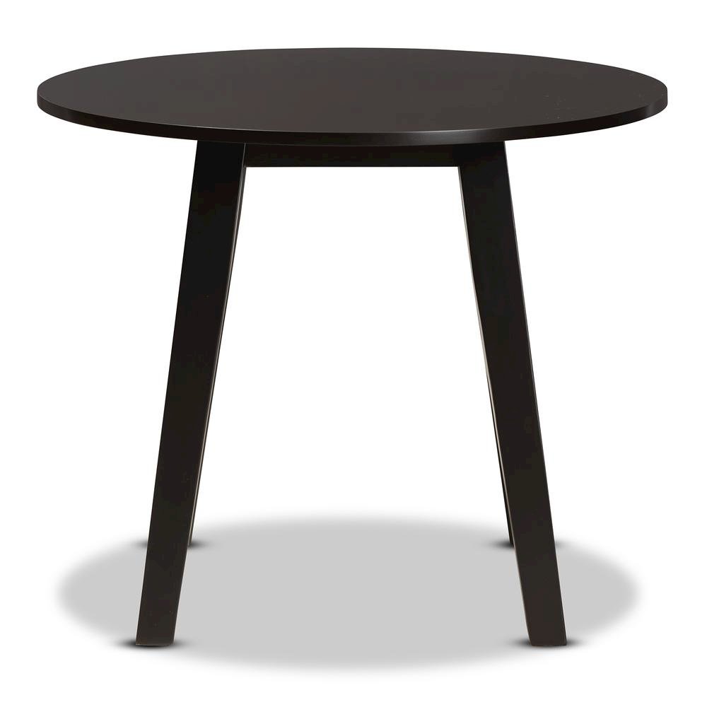 Dark Brown Finished 35-Inch-Wide Round Wood Dining Table