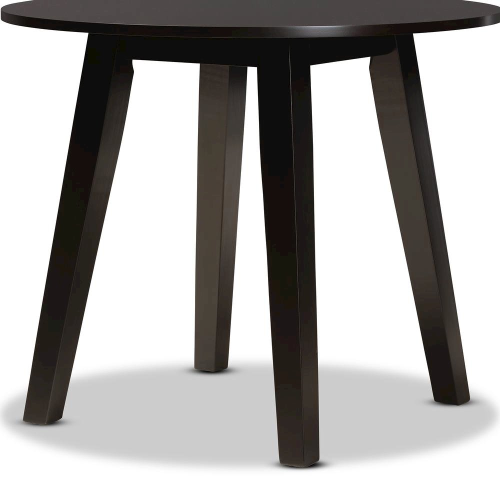 Dark Brown Finished 35-Inch-Wide Round Wood Dining Table