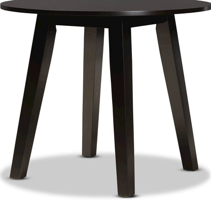 Dark Brown Finished 35-Inch-Wide Round Wood Dining Table