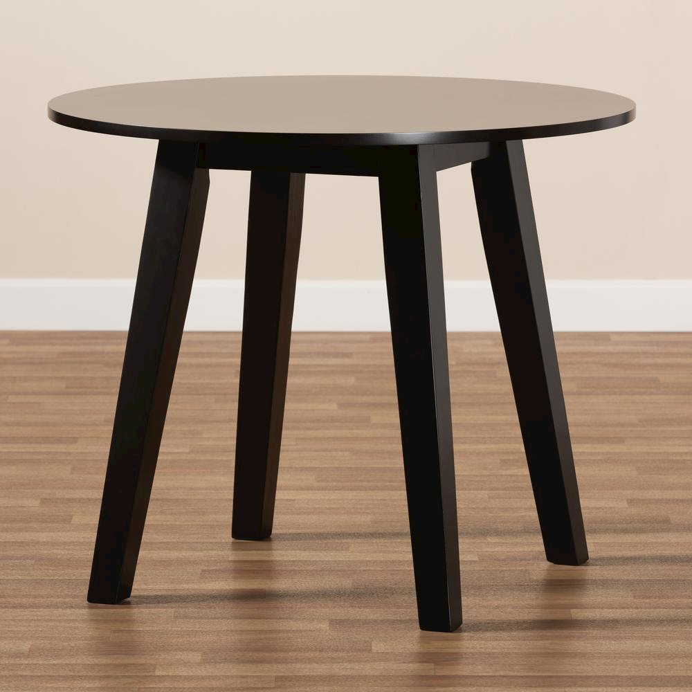 Dark Brown Finished 35-Inch-Wide Round Wood Dining Table