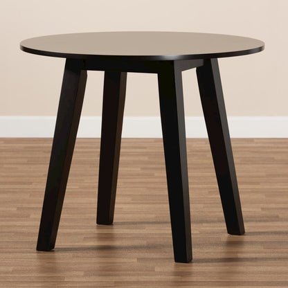 Dark Brown Finished 35-Inch-Wide Round Wood Dining Table