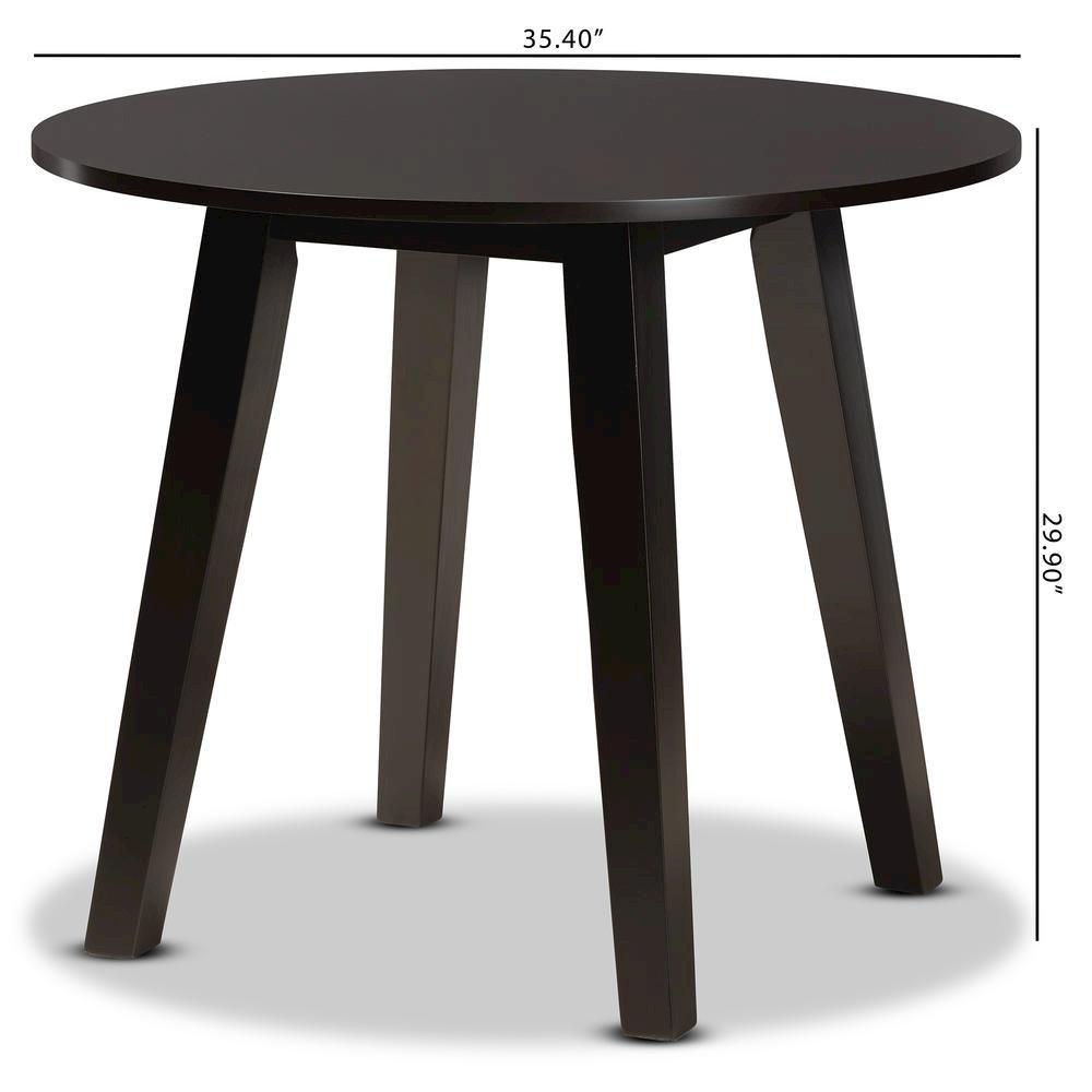 Dark Brown Finished 35-Inch-Wide Round Wood Dining Table