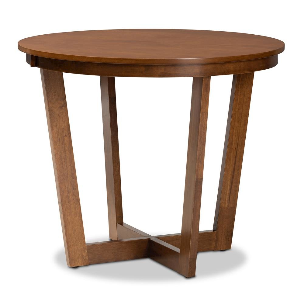 Walnut Brown Finished 35-Inch-Wide Round Wood Dining Table