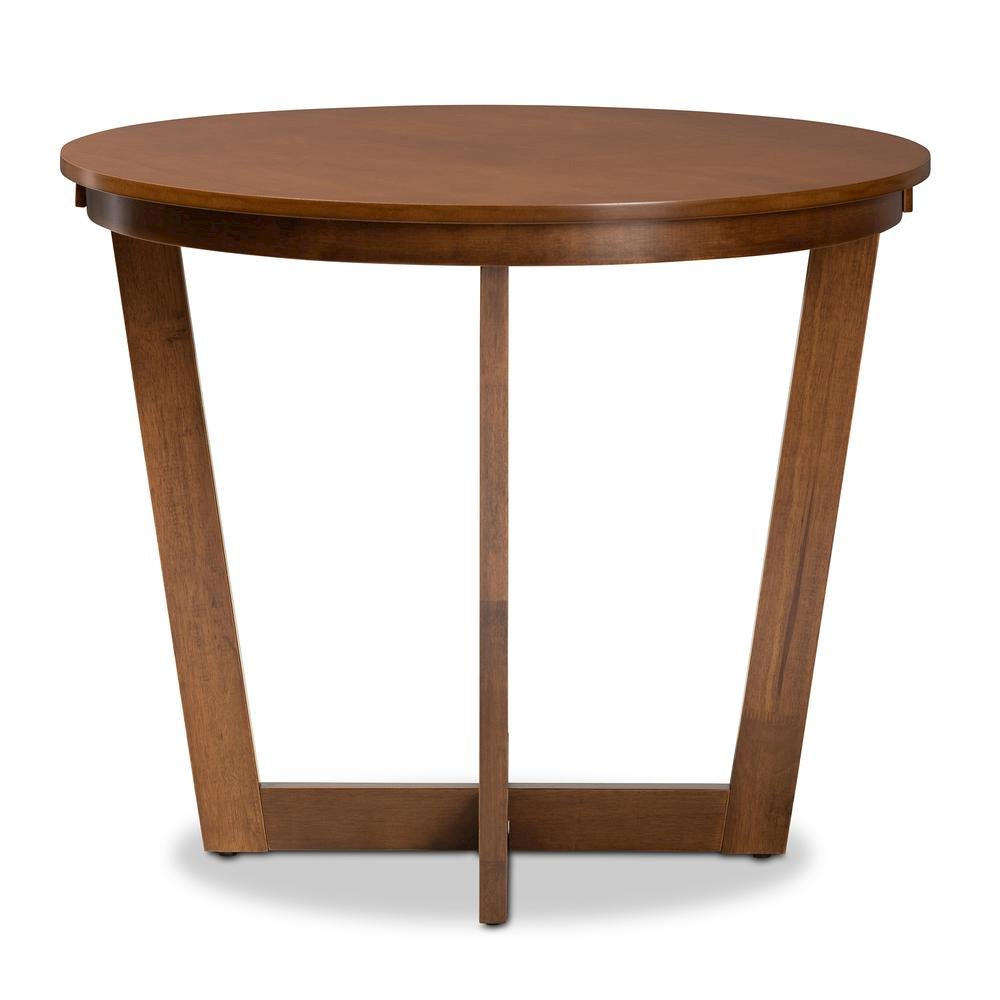 Walnut Brown Finished 35-Inch-Wide Round Wood Dining Table