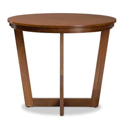 Walnut Brown Finished 35-Inch-Wide Round Wood Dining Table