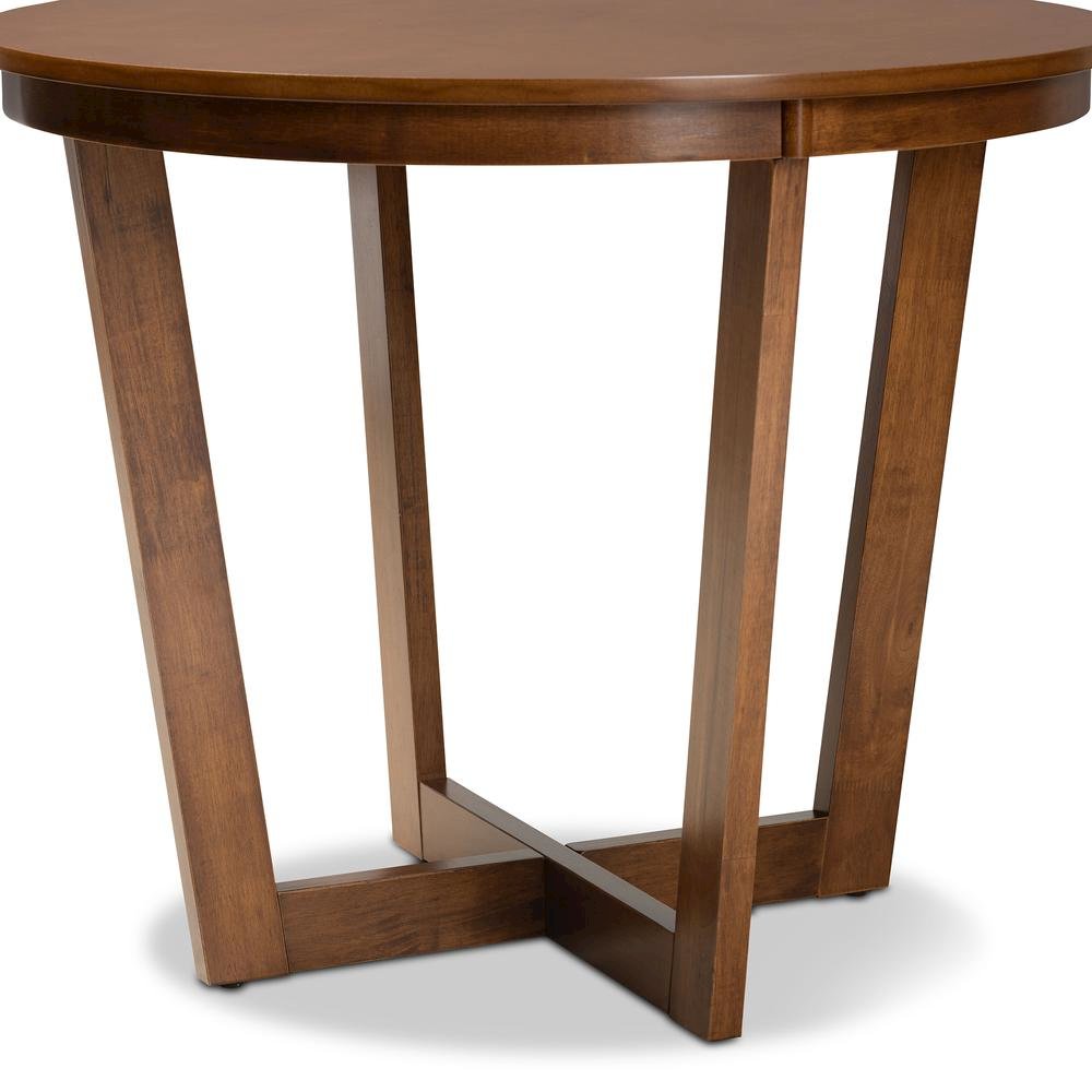 Walnut Brown Finished 35-Inch-Wide Round Wood Dining Table
