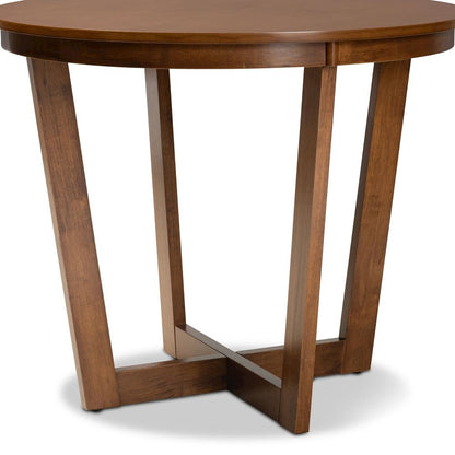 Walnut Brown Finished 35-Inch-Wide Round Wood Dining Table