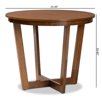 Walnut Brown Finished 35-Inch-Wide Round Wood Dining Table