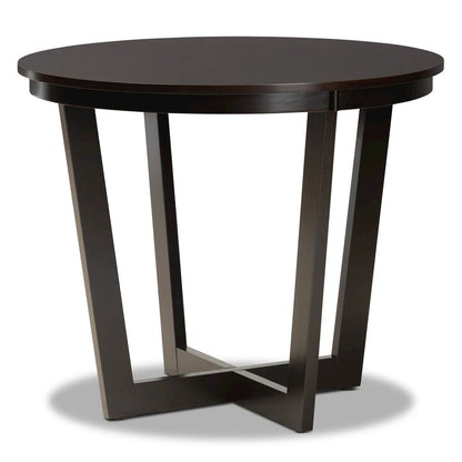 Dark Brown Finished 35-Inch-Wide Round Wood Dining Table