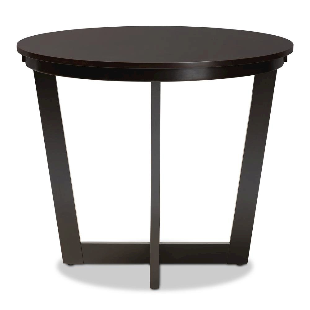 Dark Brown Finished 35-Inch-Wide Round Wood Dining Table