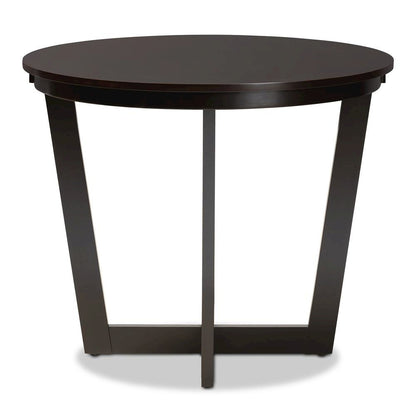 Dark Brown Finished 35-Inch-Wide Round Wood Dining Table