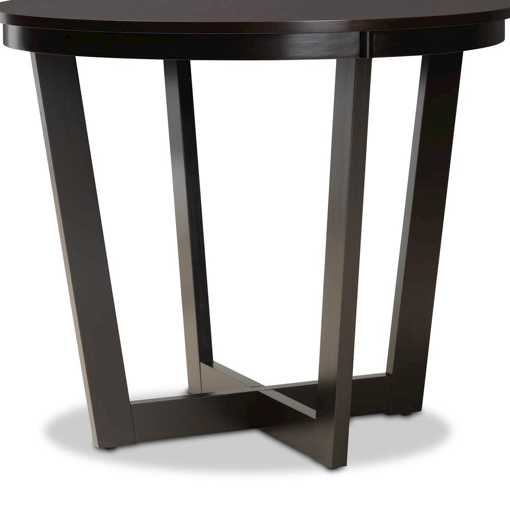 Dark Brown Finished 35-Inch-Wide Round Wood Dining Table