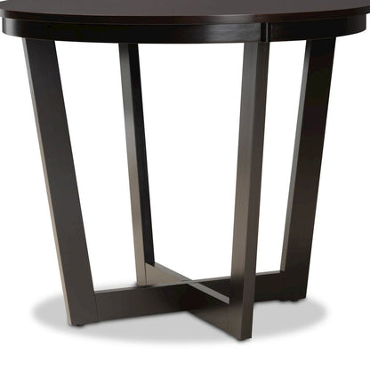 Dark Brown Finished 35-Inch-Wide Round Wood Dining Table