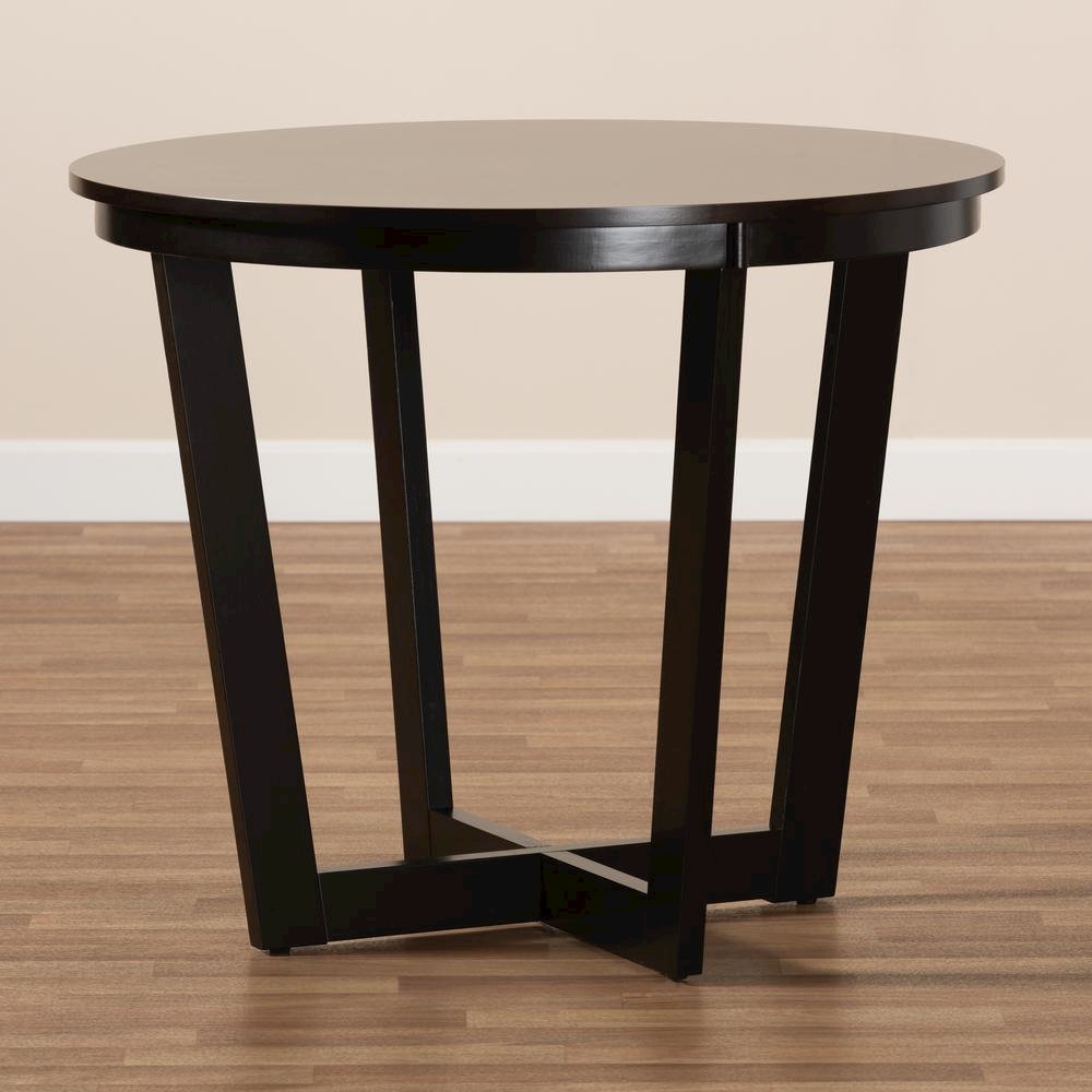 Dark Brown Finished 35-Inch-Wide Round Wood Dining Table