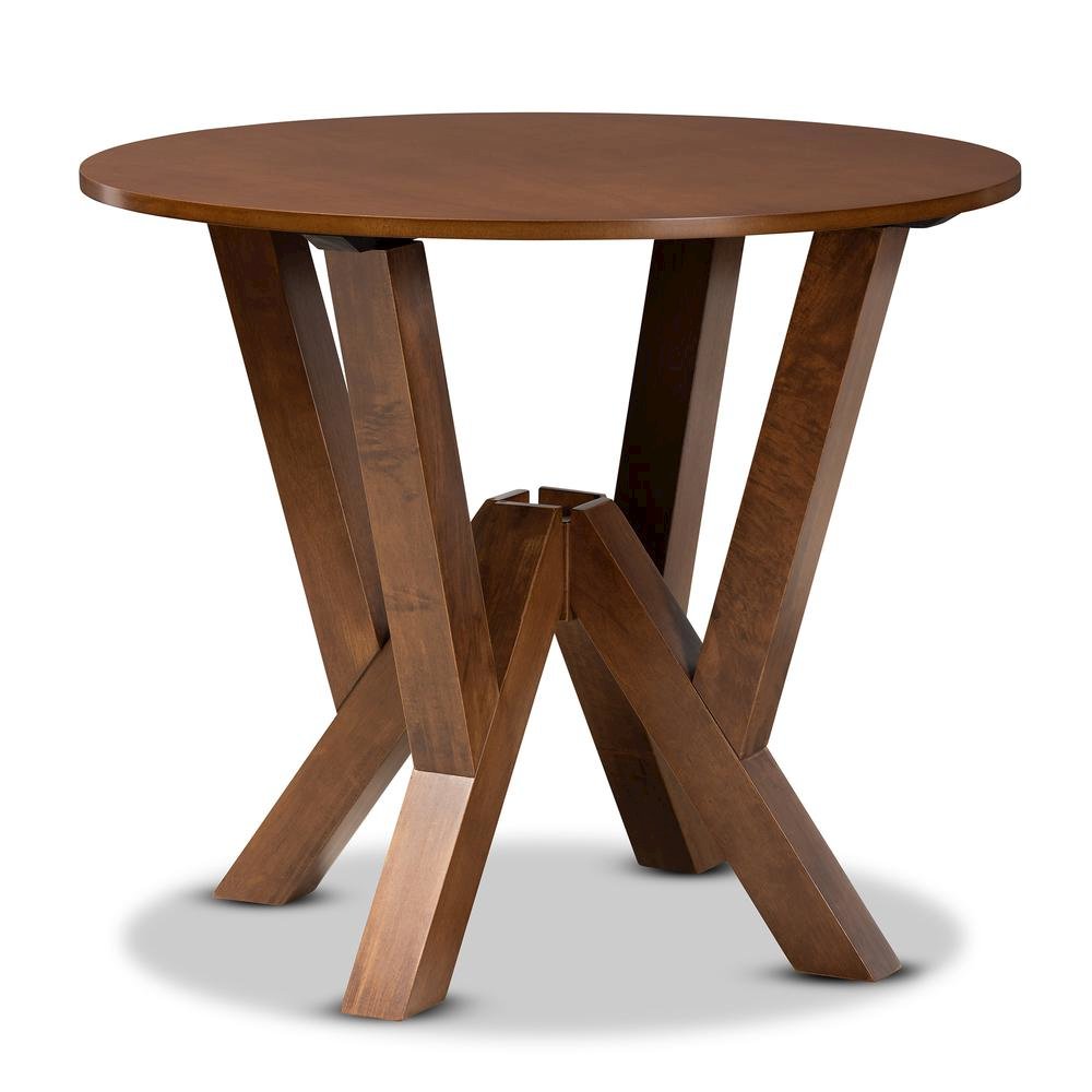 Walnut Brown Finished 35-Inch-Wide Round Wood Dining Table