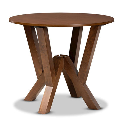 Walnut Brown Finished 35-Inch-Wide Round Wood Dining Table