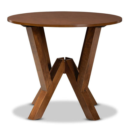 Walnut Brown Finished 35-Inch-Wide Round Wood Dining Table
