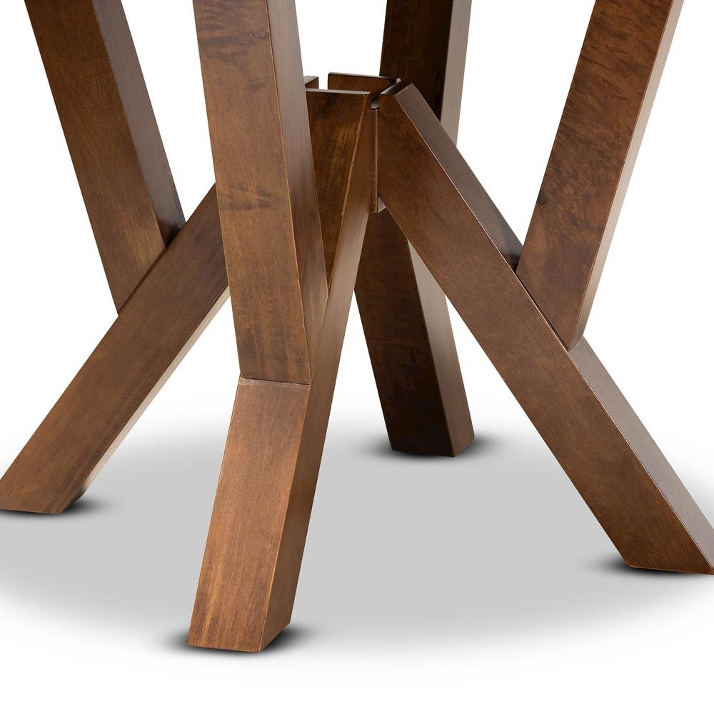 Walnut Brown Finished 35-Inch-Wide Round Wood Dining Table