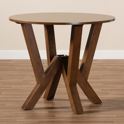 Walnut Brown Finished 35-Inch-Wide Round Wood Dining Table