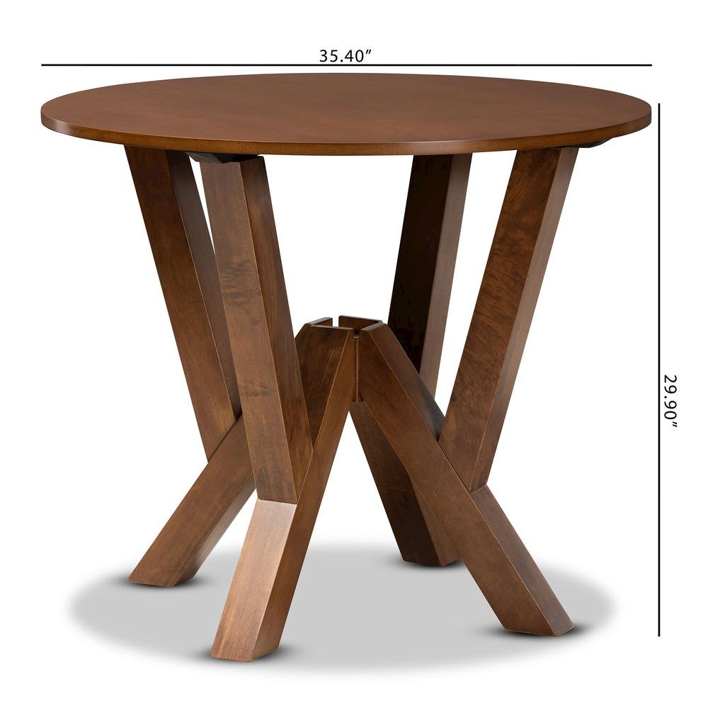 Walnut Brown Finished 35-Inch-Wide Round Wood Dining Table