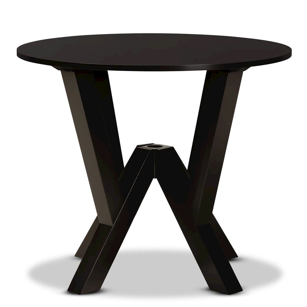 Dark Brown Finished 35-Inch-Wide Round Wood Dining Table