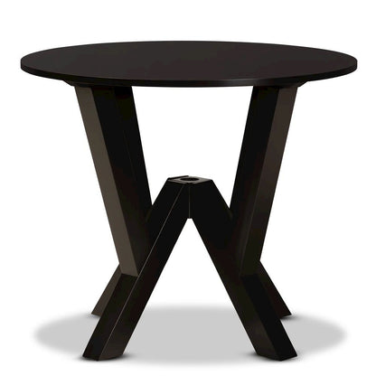 Dark Brown Finished 35-Inch-Wide Round Wood Dining Table