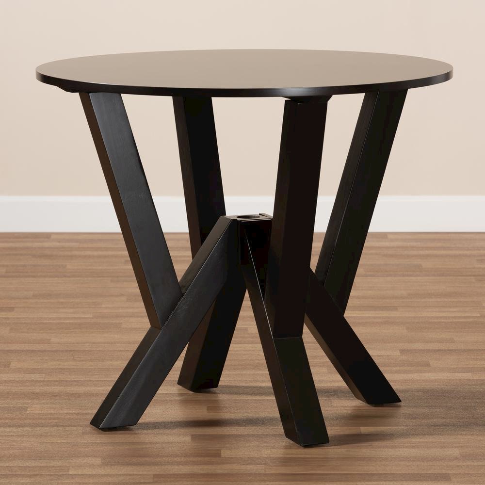 Dark Brown Finished 35-Inch-Wide Round Wood Dining Table