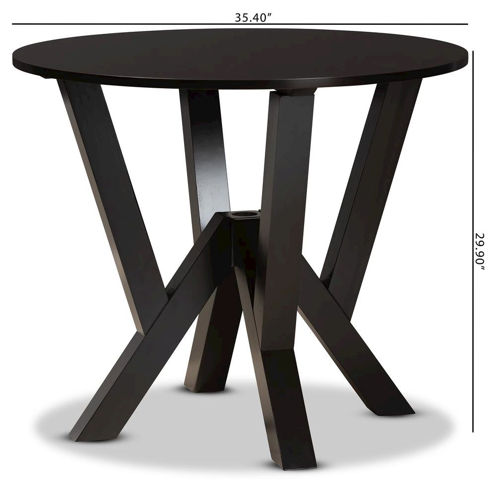 Dark Brown Finished 35-Inch-Wide Round Wood Dining Table