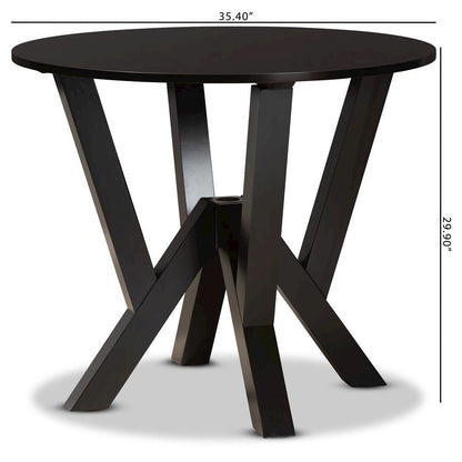 Dark Brown Finished 35-Inch-Wide Round Wood Dining Table