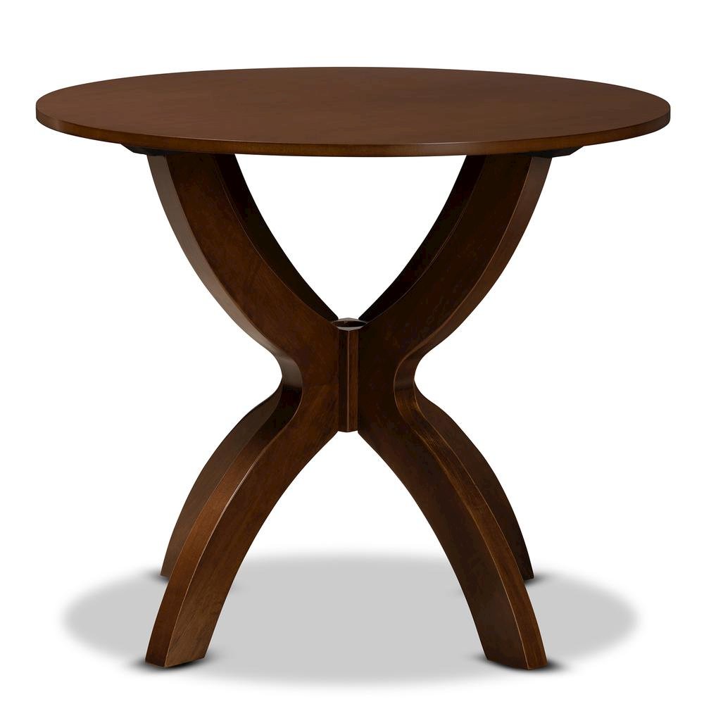 Walnut Brown Finished 35-Inch-Wide Round Wood Dining Table