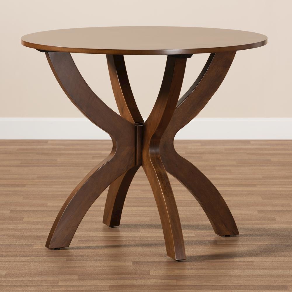 Walnut Brown Finished 35-Inch-Wide Round Wood Dining Table
