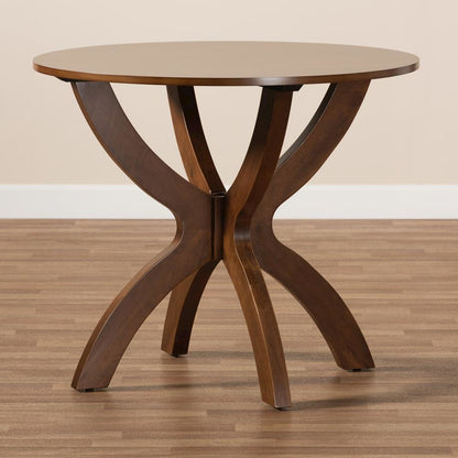 Walnut Brown Finished 35-Inch-Wide Round Wood Dining Table