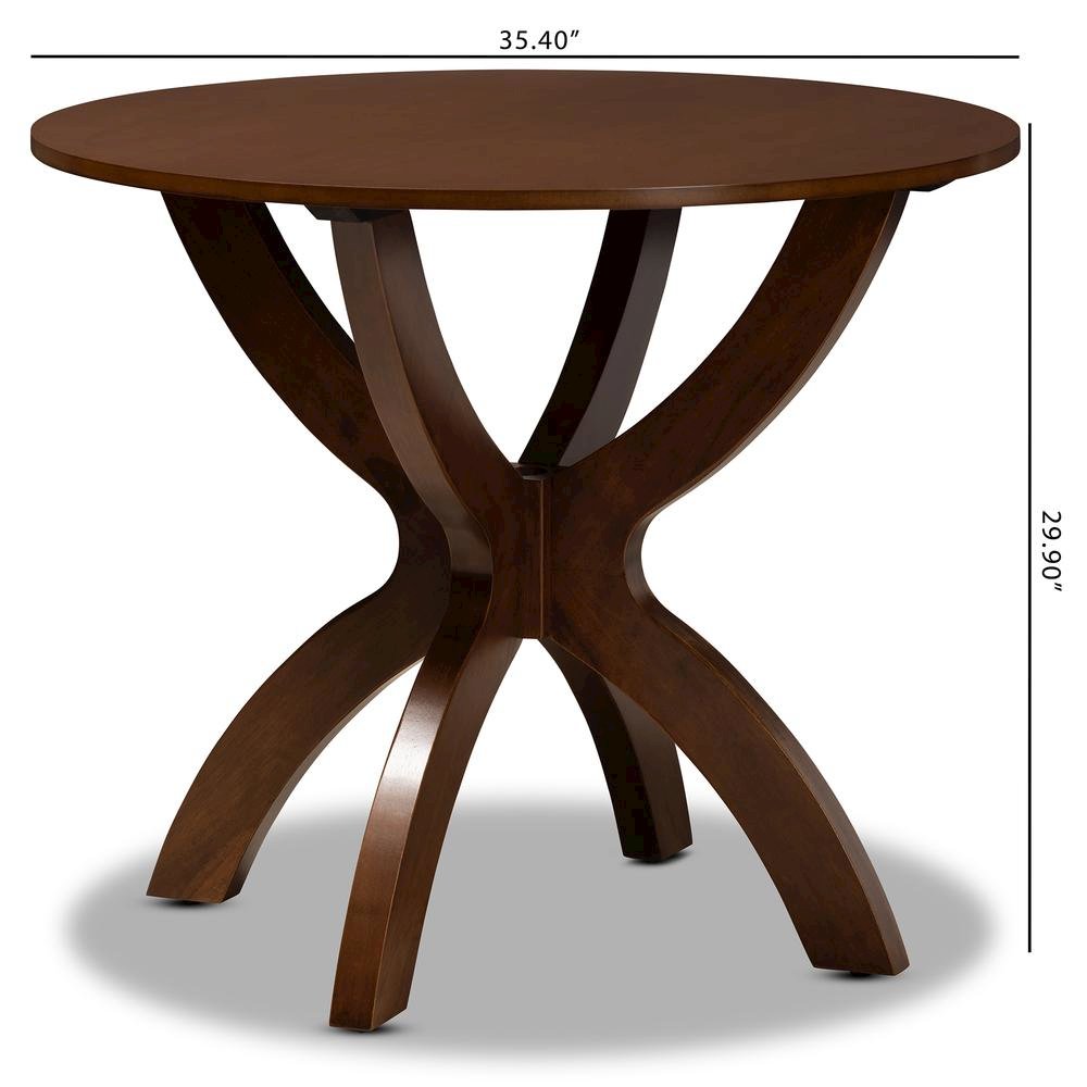 Walnut Brown Finished 35-Inch-Wide Round Wood Dining Table