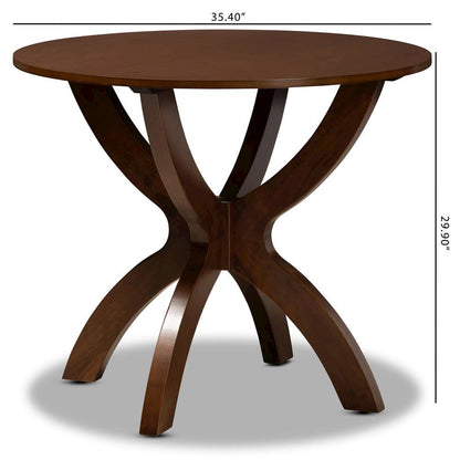 Walnut Brown Finished 35-Inch-Wide Round Wood Dining Table