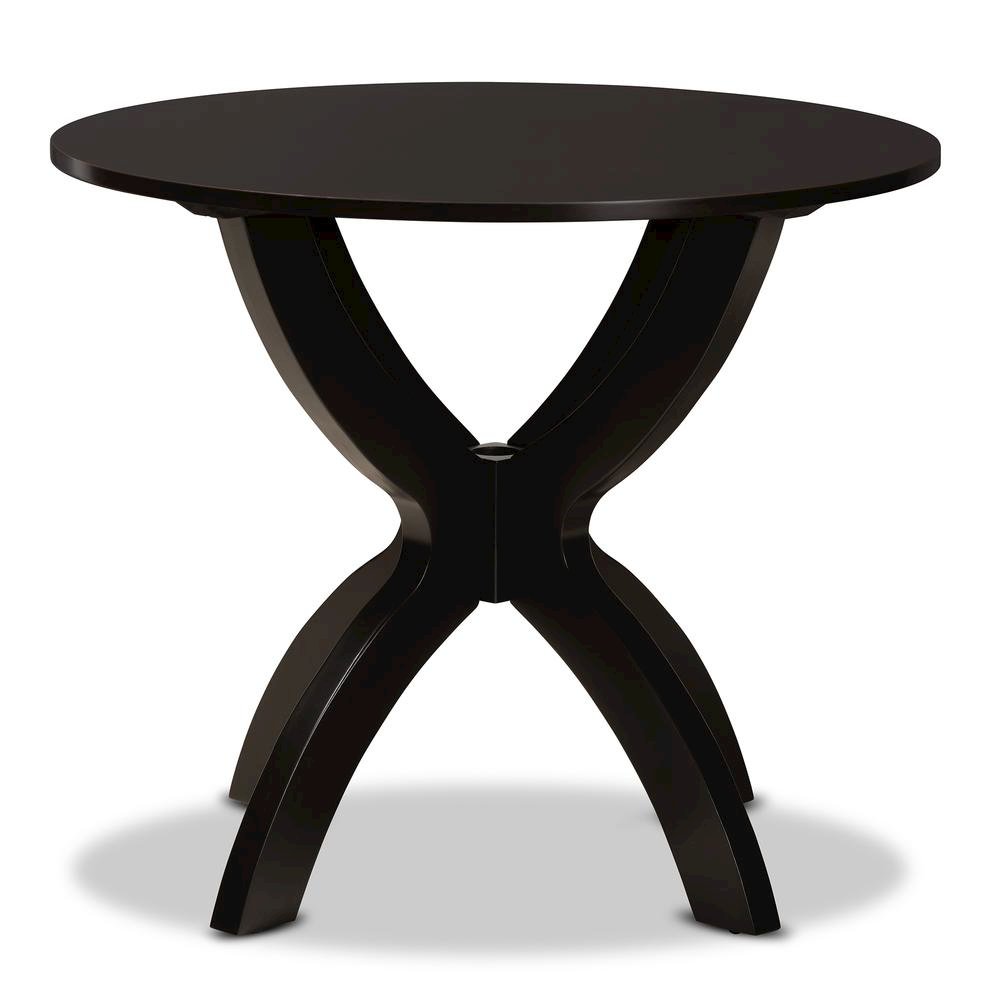 Dark Brown Finished 35-Inch-Wide Round Wood Dining Table