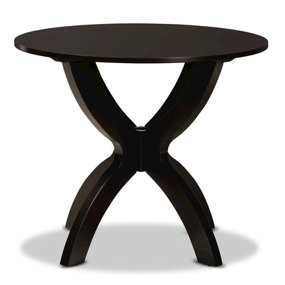 Dark Brown Finished 35-Inch-Wide Round Wood Dining Table