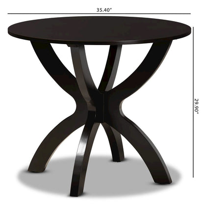 Dark Brown Finished 35-Inch-Wide Round Wood Dining Table
