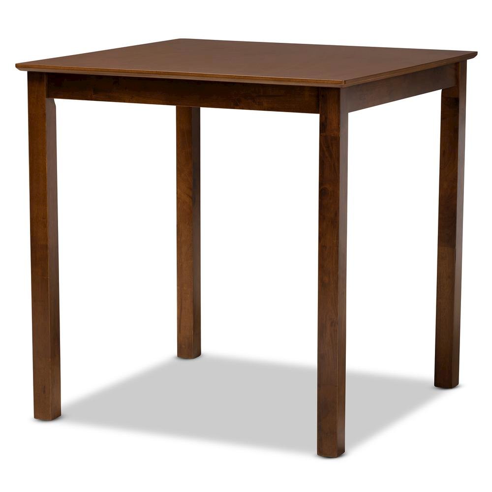Walnut Brown Finished Wood Counter Height Pub Table