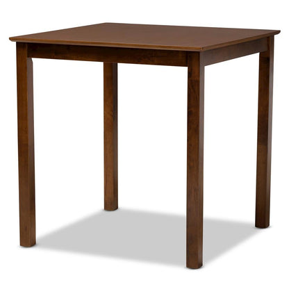 Walnut Brown Finished Wood Counter Height Pub Table