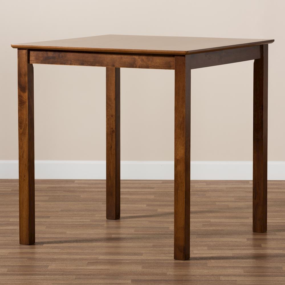 Walnut Brown Finished Wood Counter Height Pub Table