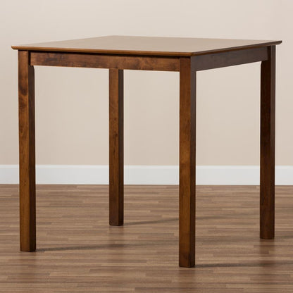 Walnut Brown Finished Wood Counter Height Pub Table
