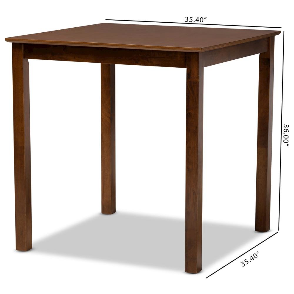 Walnut Brown Finished Wood Counter Height Pub Table