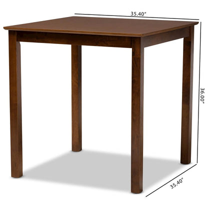 Walnut Brown Finished Wood Counter Height Pub Table