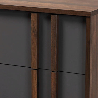 Two-Tone Grey and Walnut Finished Wood 5-Drawer Bedroom Chest