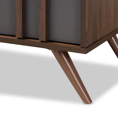 Two-Tone Grey and Walnut Finished Wood 5-Drawer Bedroom Chest