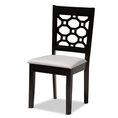 Grey Fabric Upholstered and Dark Brown Finished Wood 5-Piece Dining Set