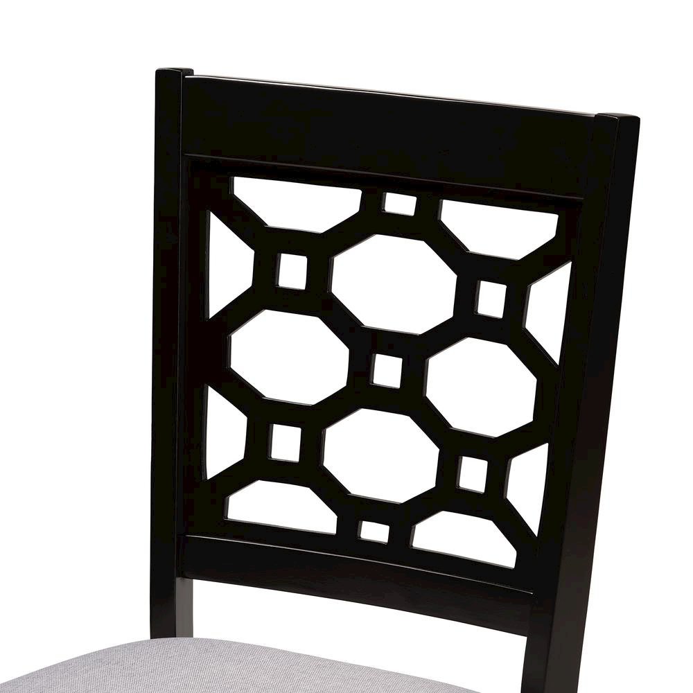 Grey Fabric Upholstered and Dark Brown Finished Wood 5-Piece Dining Set