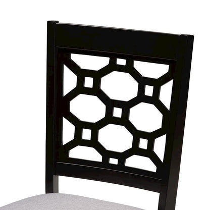 Grey Fabric Upholstered and Dark Brown Finished Wood 5-Piece Dining Set