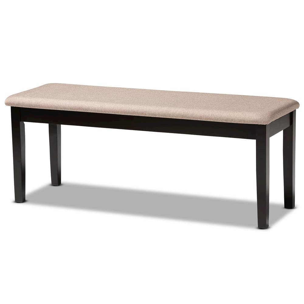 Sand Fabric Upholstered and Dark Brown Finished Wood 6-Piece Dining Set