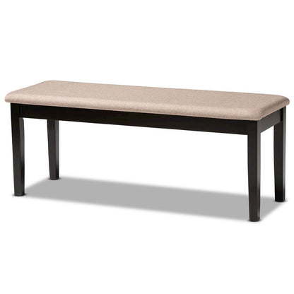 Sand Fabric Upholstered and Dark Brown Finished Wood 6-Piece Dining Set